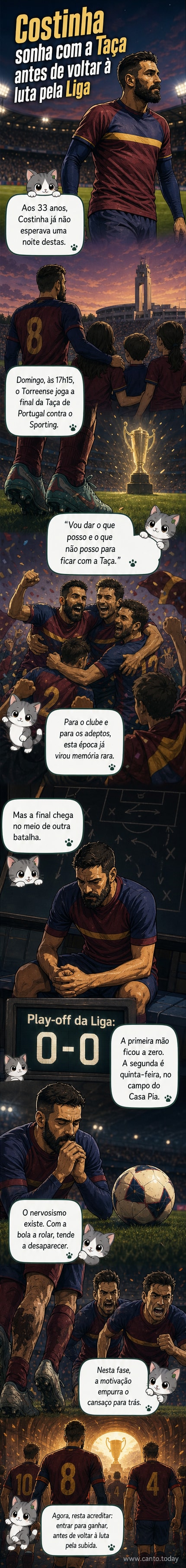Jogador Costinha do Torreense em campo no Jamor, antes da final da Taça de Portugal contra o Sporting, com expressão determinada.