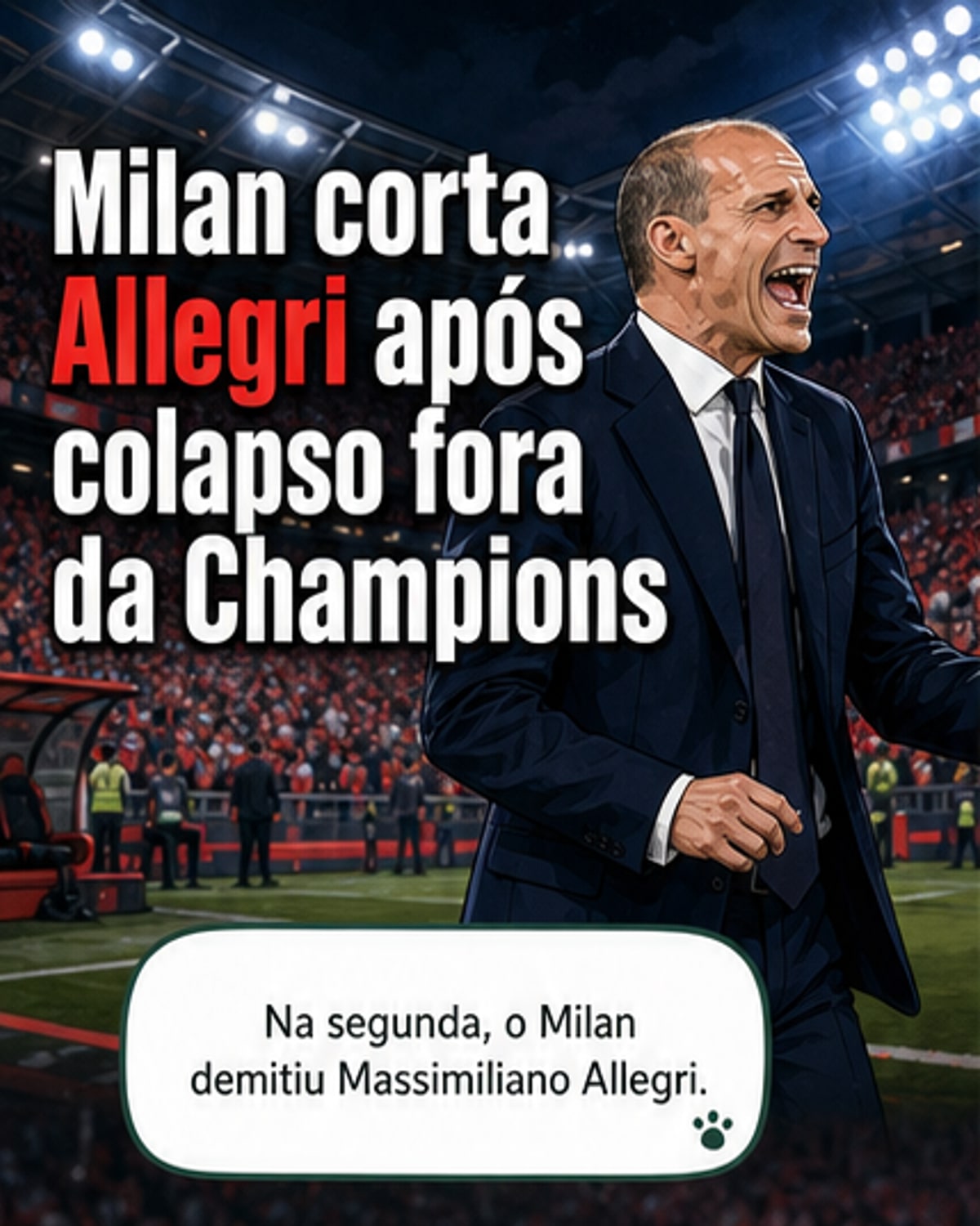 Milan demite Allegri após falha na Liga dos Campeões