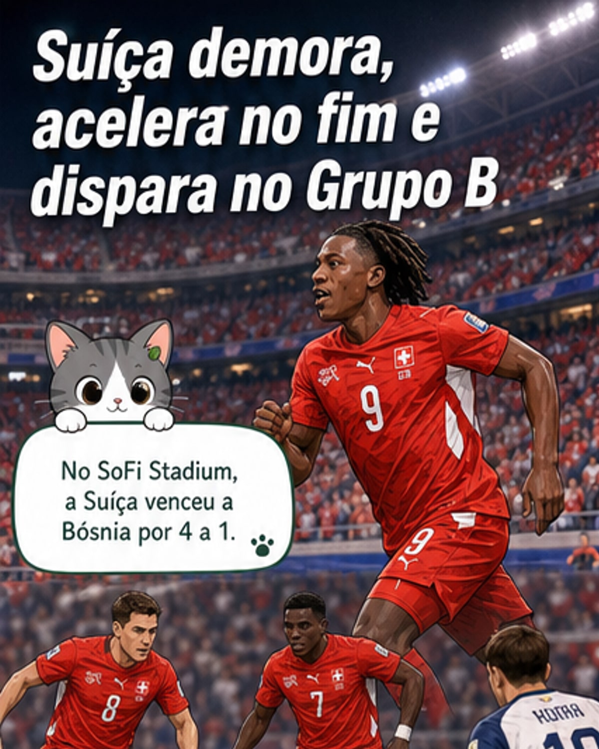 Suíça goleia Bósnia e lidera Grupo B