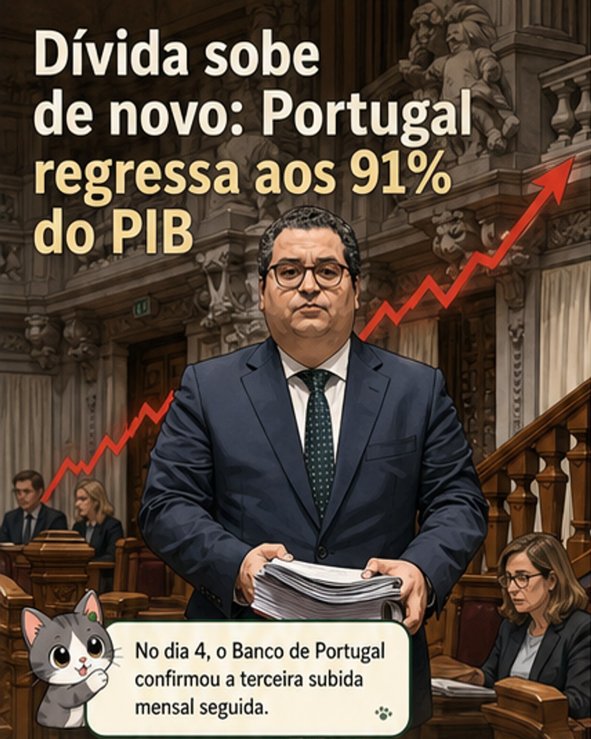 Dívida pública de Portugal sobe pelo 3º mês