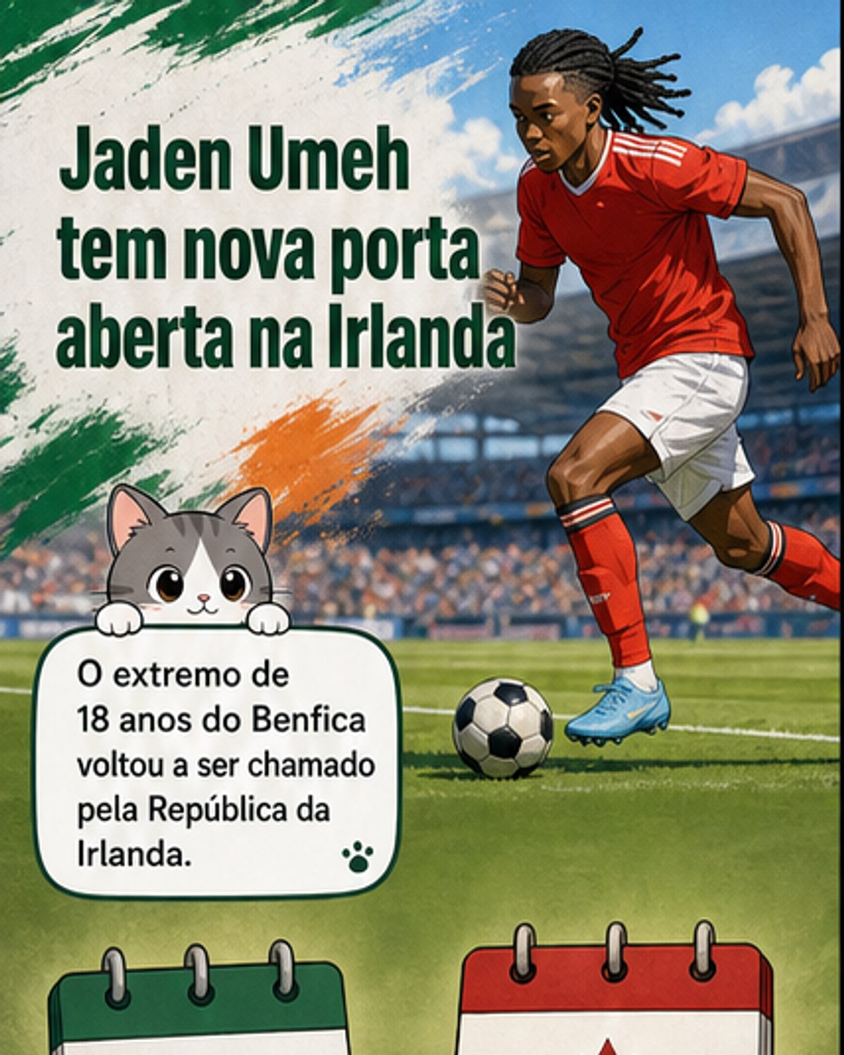 Jovem do Benfica chamado para a Irlanda