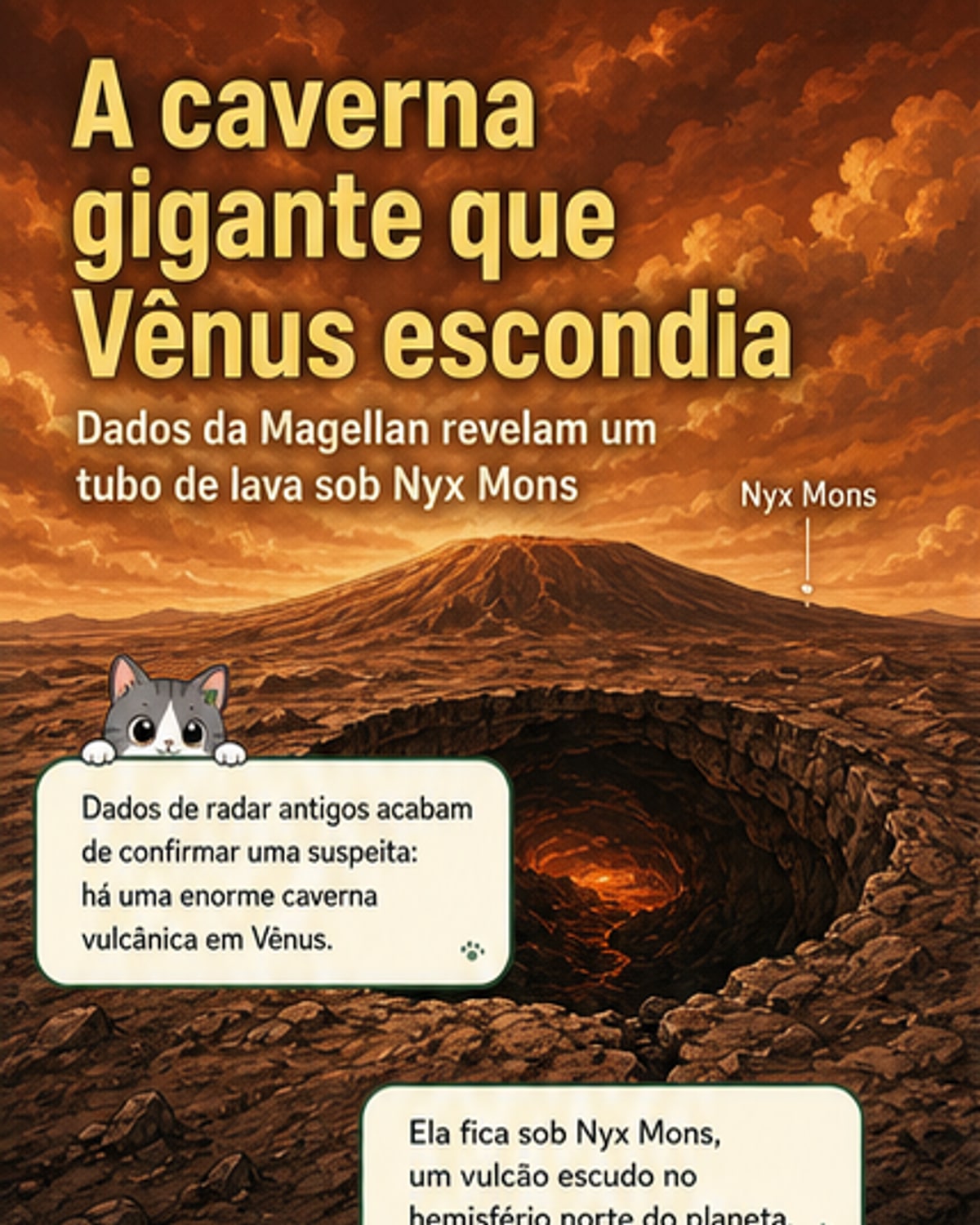 Descoberta caverna vulcânica em Vênus