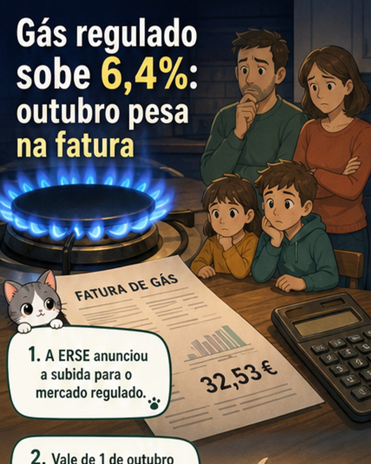 Gás natural sobe 6,4% a partir de outubro