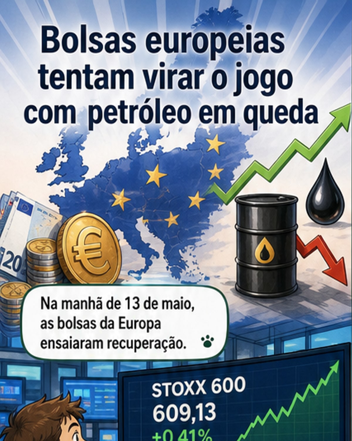Bolsas da Europa sobem com queda do petróleo