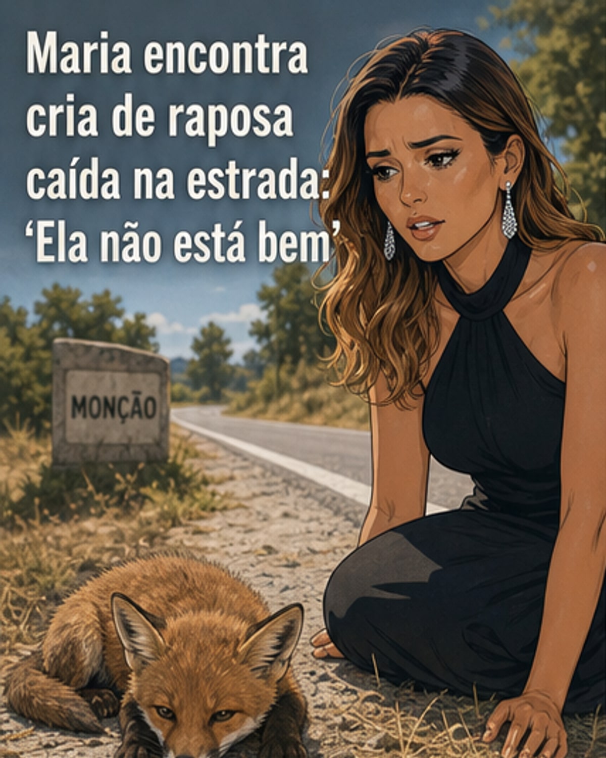 Maria ajuda raposa ferida em estrada