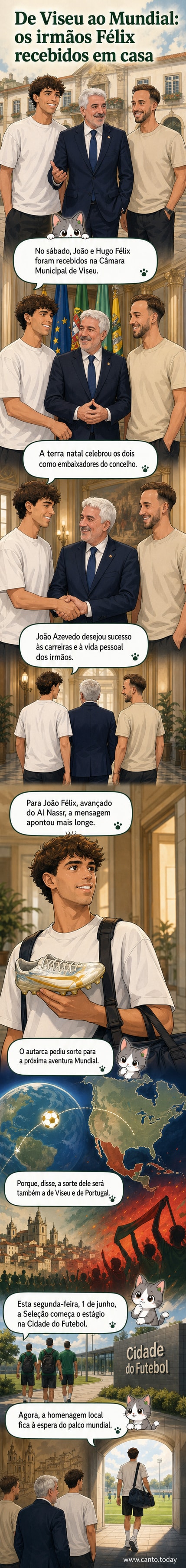 João Félix e o irmão Hugo ao lado do presidente da Câmara de Viseu, durante receção oficial na câmara municipal.