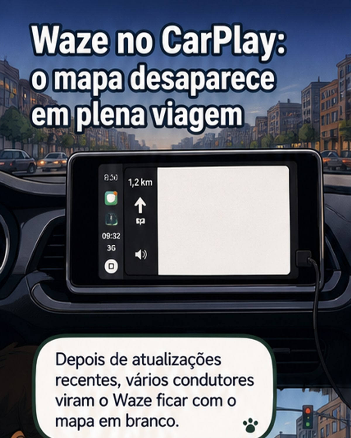 Waze com tela em branco no CarPlay