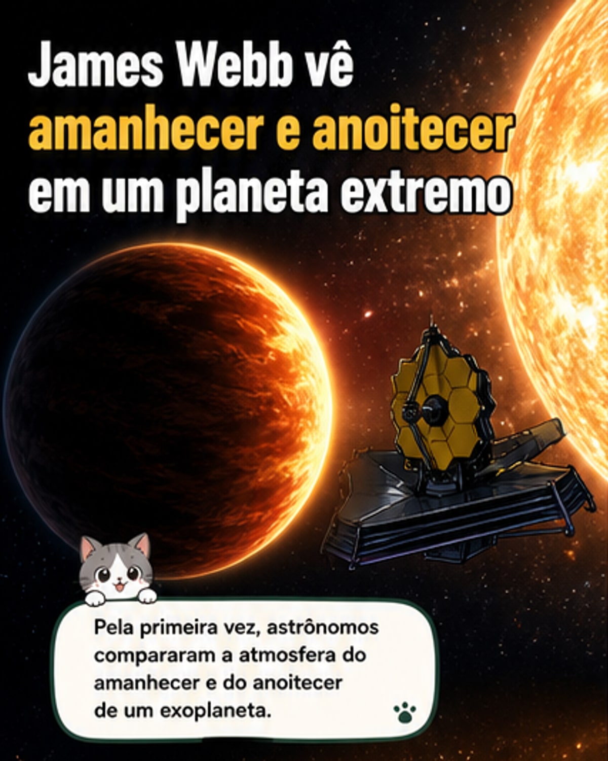 Primeiro olhar sobre amanhecer e anoitecer em mundo distante