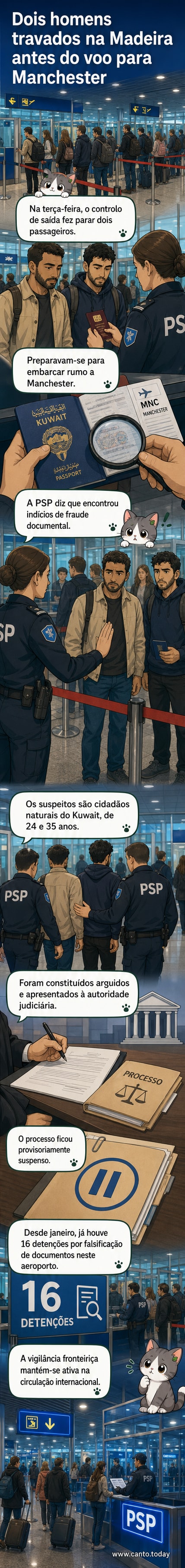 Imagem de arquivo da PSP no Aeroporto da Madeira, com destaque para um agente a verificar documentos durante controlo de fronteira.