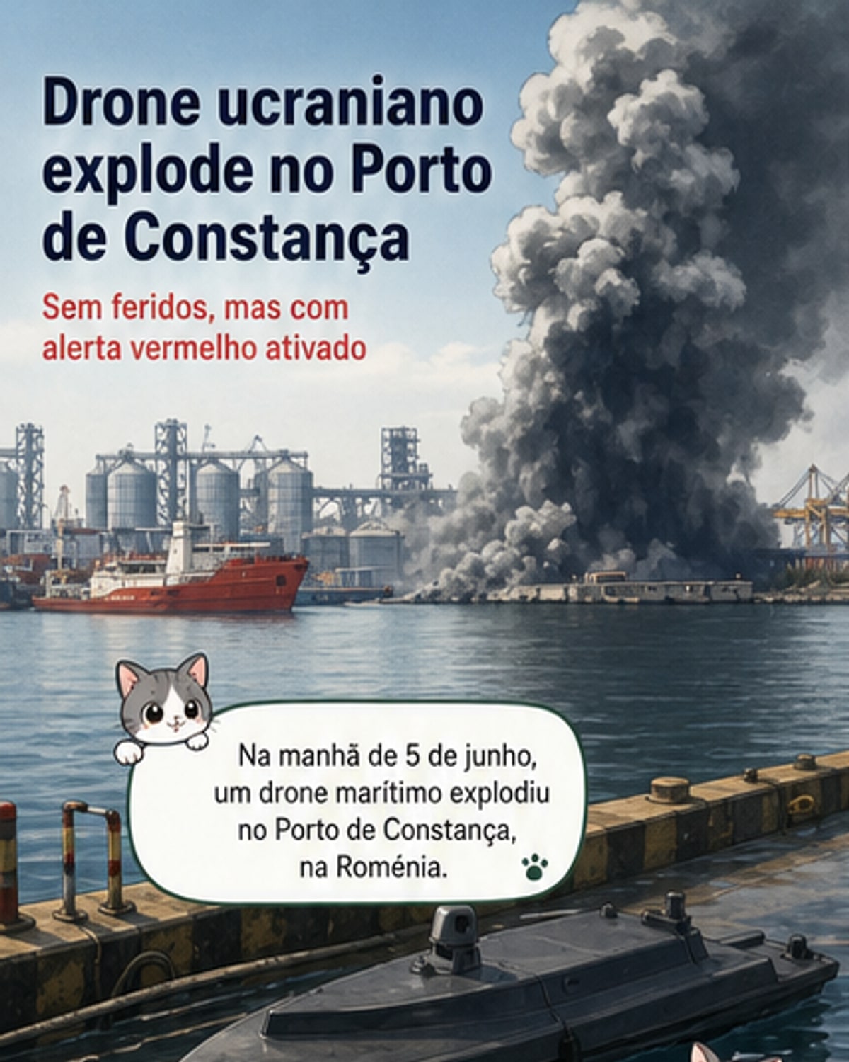 Drone ucraniano explode em porto romeno