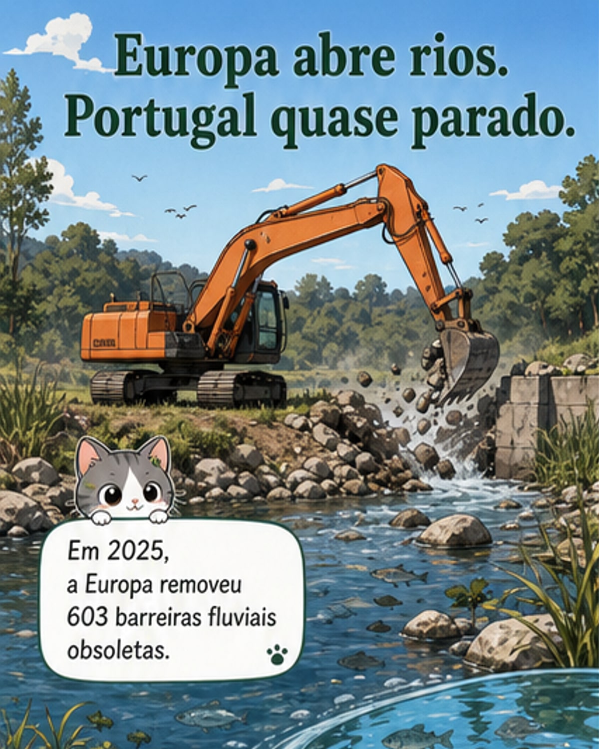 Recorde europeu na remoção de barreiras fluviais