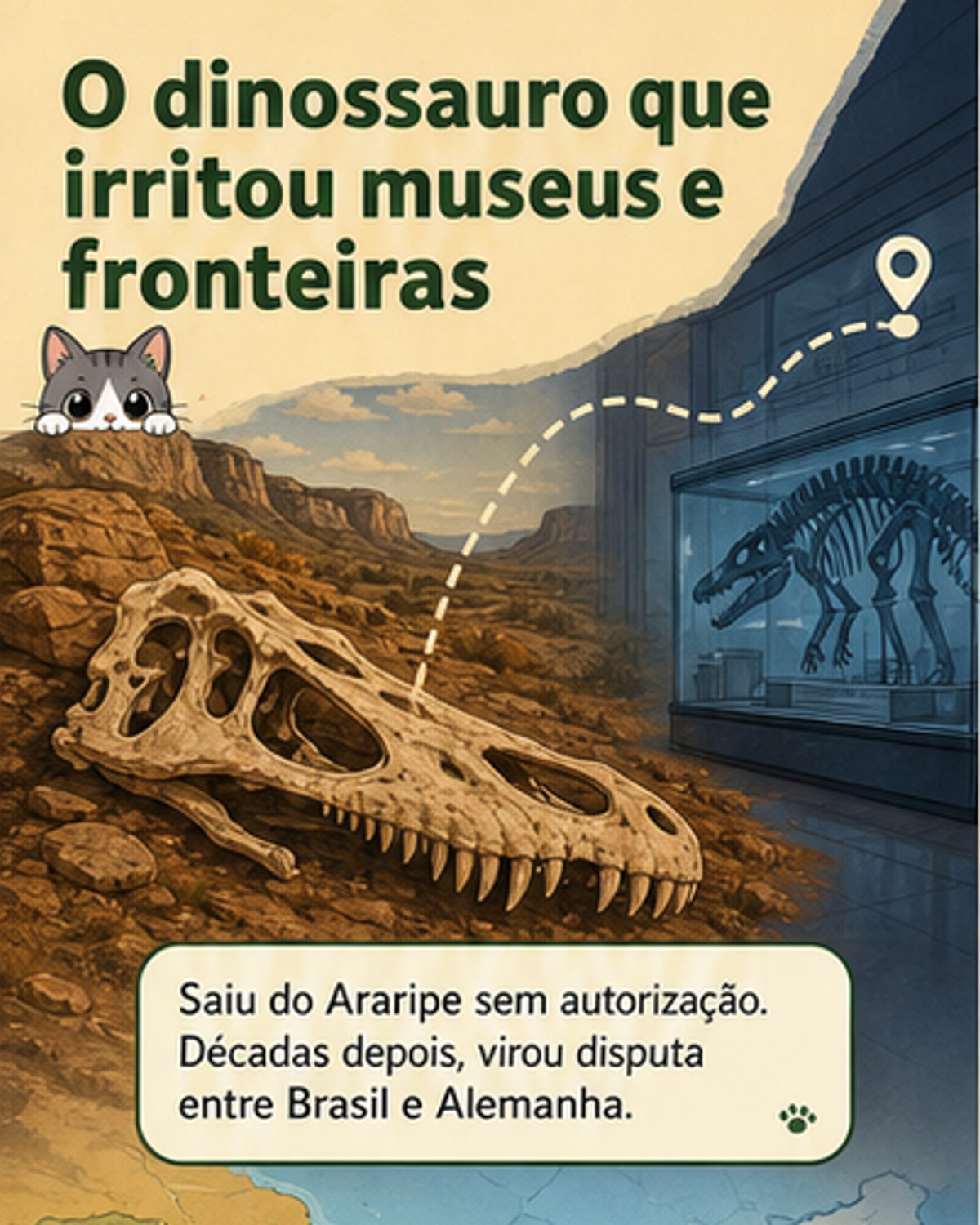 O crânio fóssil que cruzou fronteiras