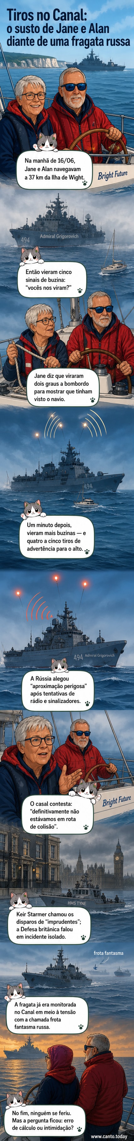 Casal britânico em iate no Canal da Mancha relata tiros de advertência de fragata russa