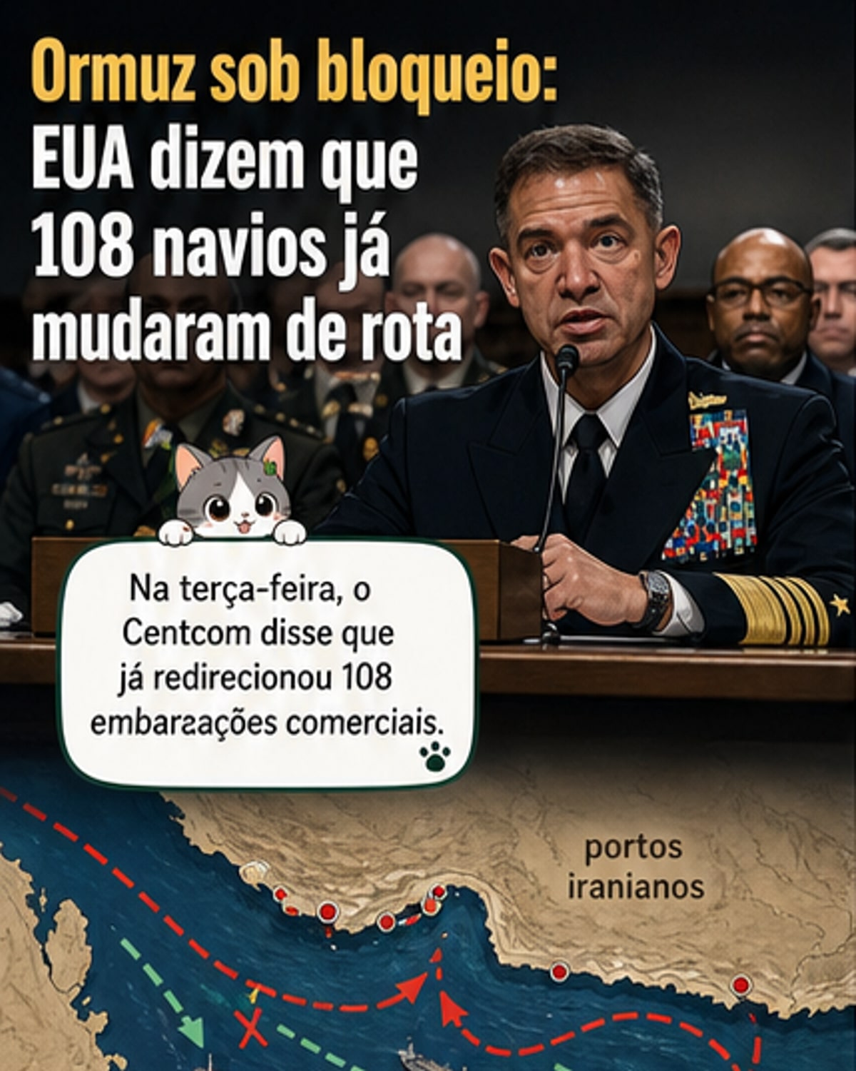 EUA desviam 108 navios no bloqueio ao Irã
