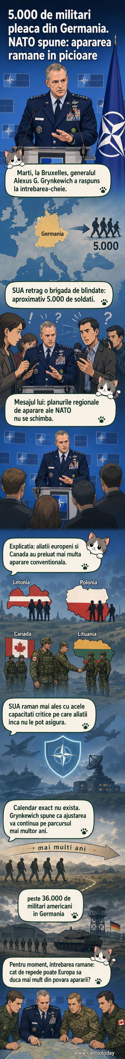 Generalul Alexus G. Grynkewich vorbește la o conferință de presă în Bruxelles despre reconfigurarea trupelor americane în Europa.