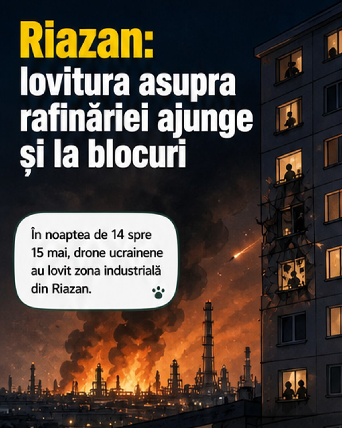 Rafinăria din Riazan distrusă în urma atacului cu drone