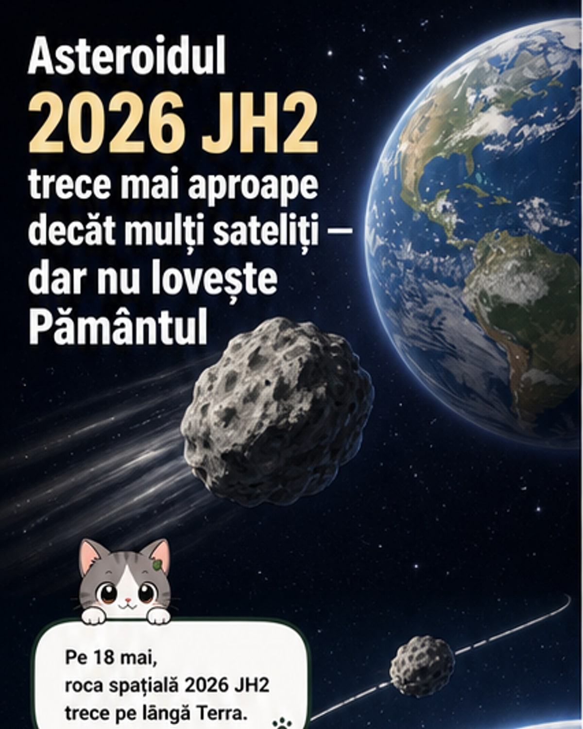 Un asteroid de mărimea unei balene albastre trece pe lângă Pământ