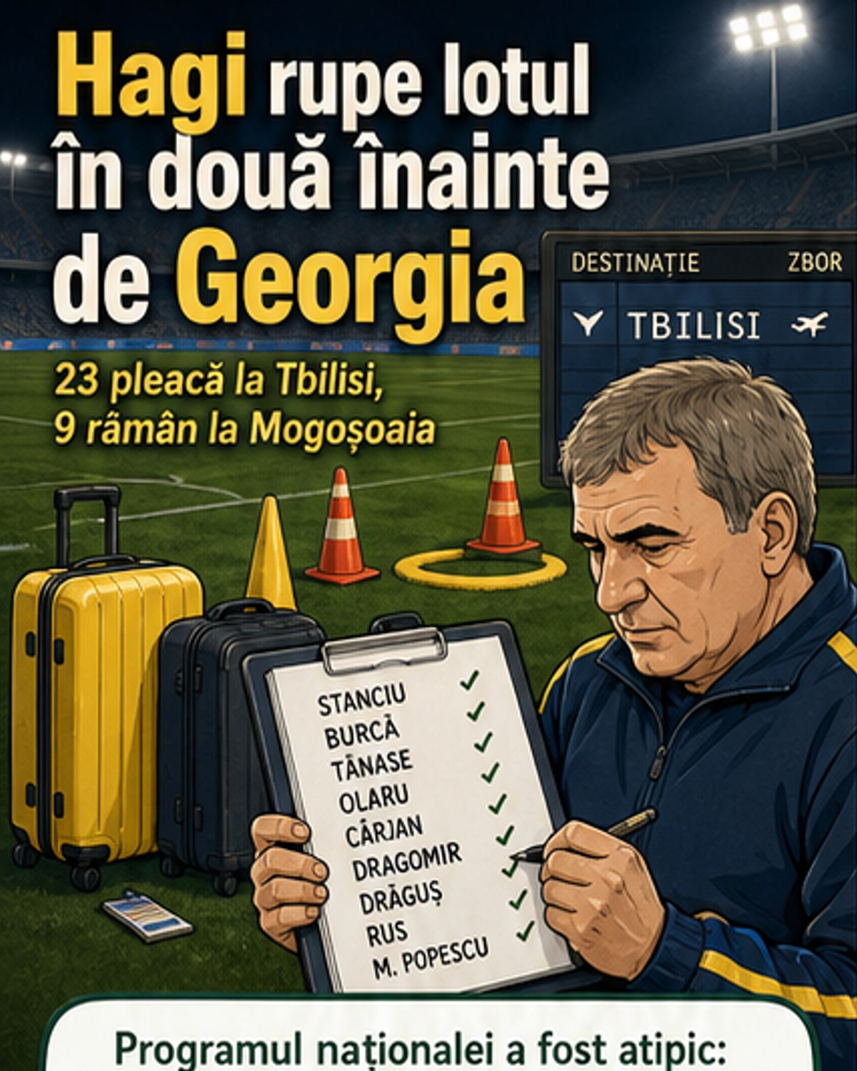 Hagi a lăsat 9 jucători în țară