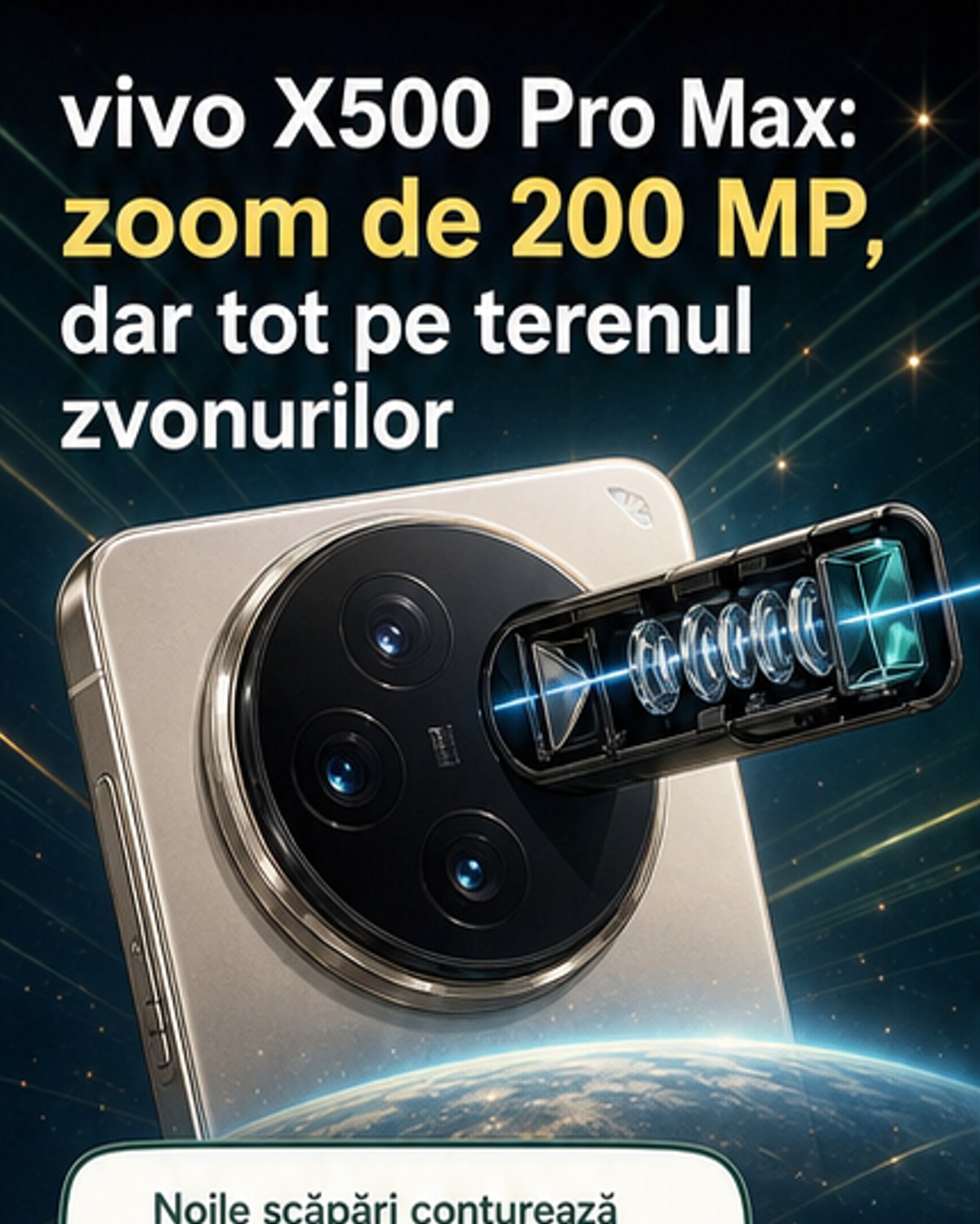vivo X500 Pro Max: ecran 2K și cameră de 200 MP