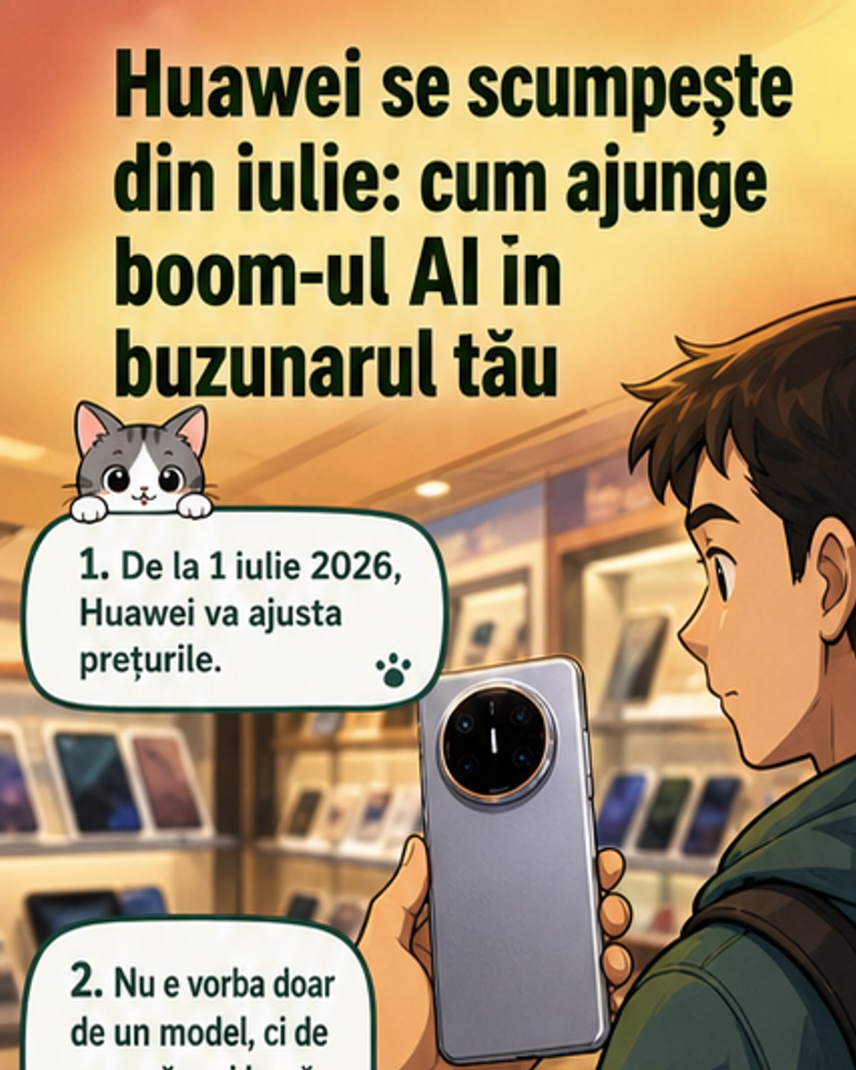 Huawei scumpesc telefoanele din iulie