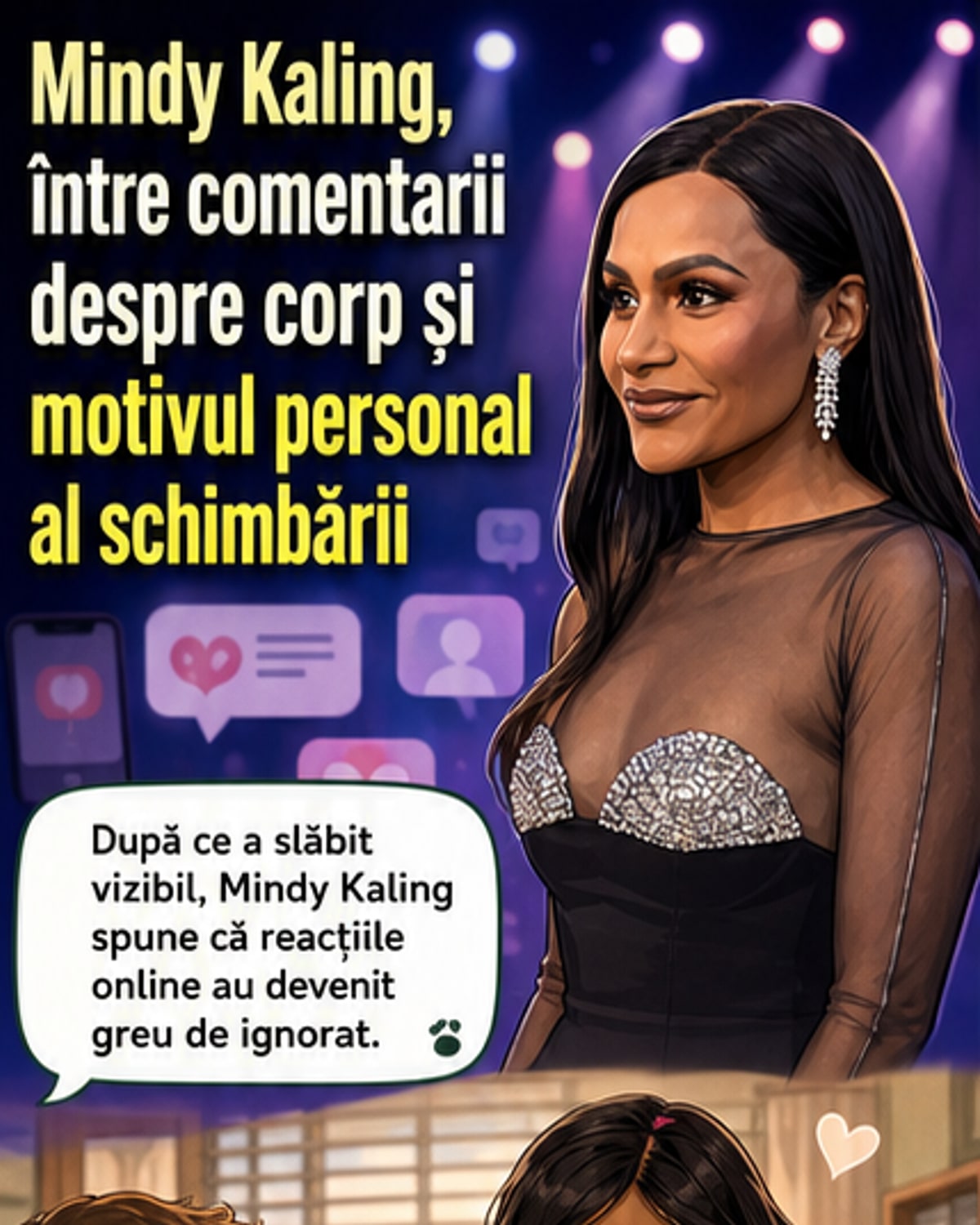 Mindy Kaling, criticată pentru siluetă