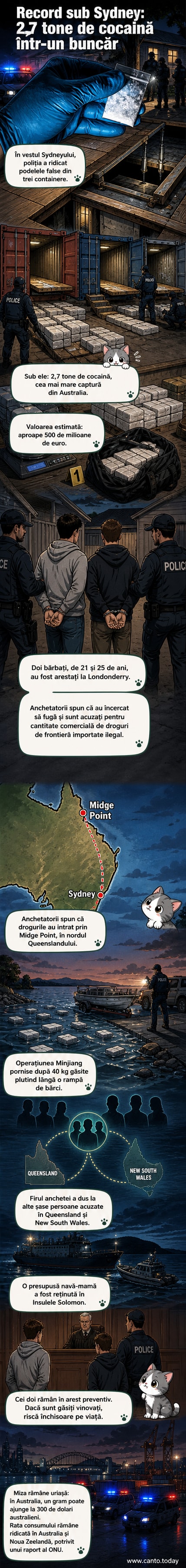 Ilustrație a unui buncăr subteran din Sydney unde au fost descoperite 2,7 tone de cocaină în containere maritime ascunse sub podele false.