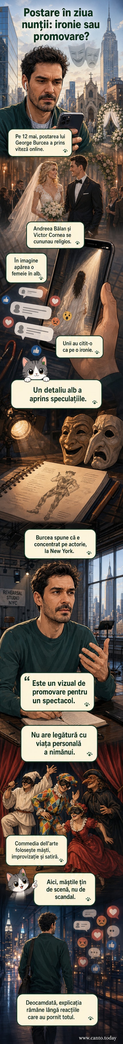 George Burcea într-o imagine artistică inspirată din Commedia dell'arte, postată în ziua cununiei religioase a Andreei Bălan