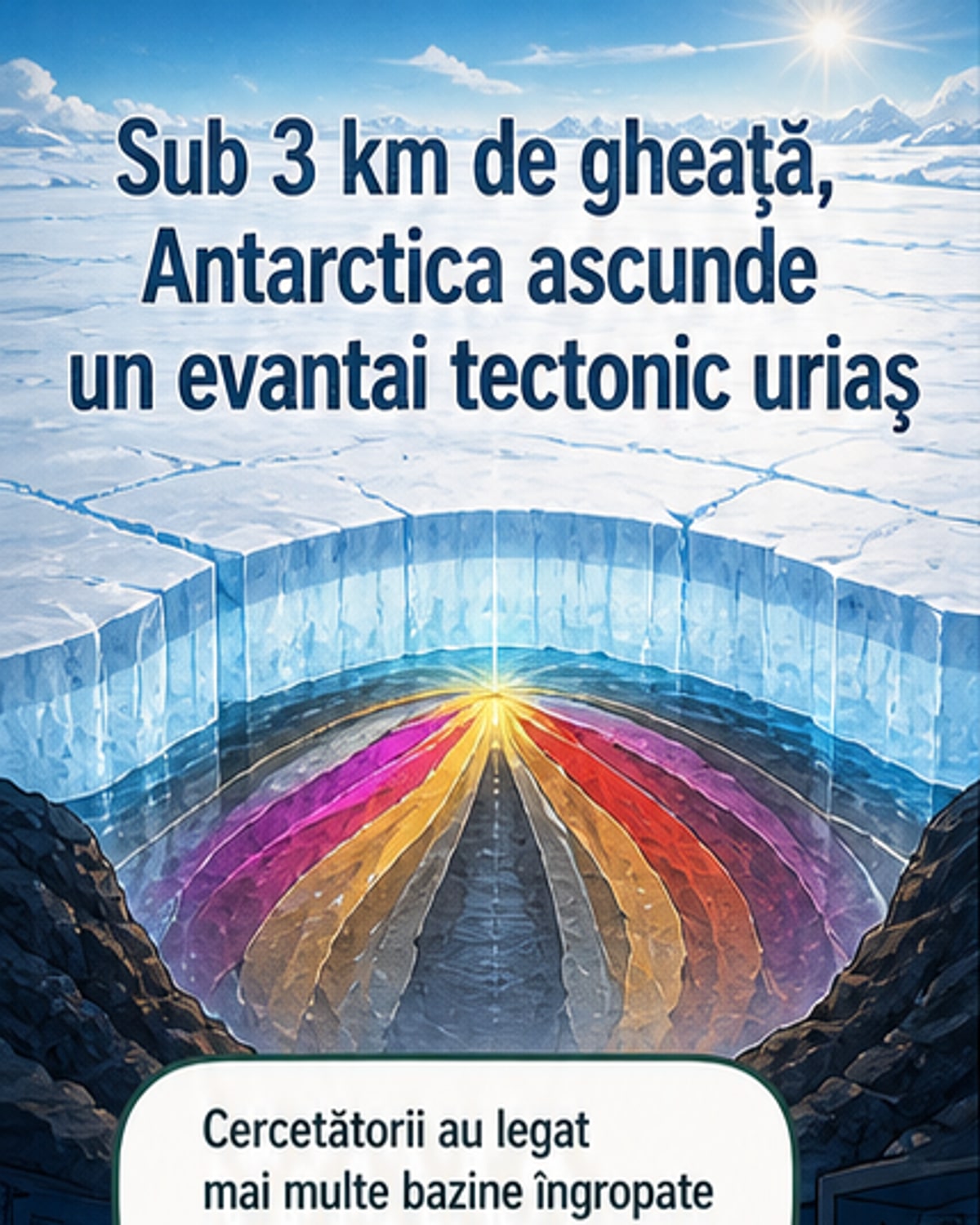 O uriașă structură în formă de evantai, descoperită sub gheața Antarcticii