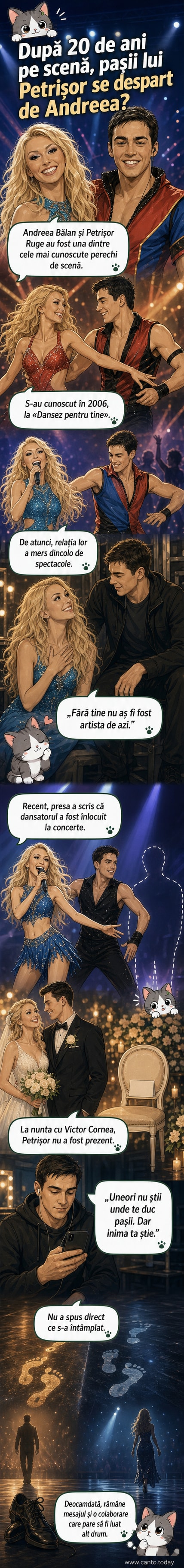 Imagine stilizată a unei scene goale cu două siluete în spatele unui banner care scrie „Dansez pentru tine”, cu un mesaj pe ecranul unui telefon: „Uneori nu știi unde te duc pașii. Dar inima ta știe”.
