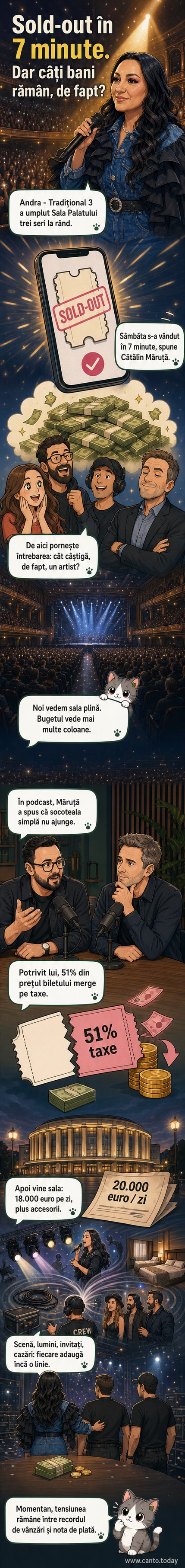 Andra pe scenă la Sala Palatului, într-un concert sold-out, cu public entuziasmat în fundal.