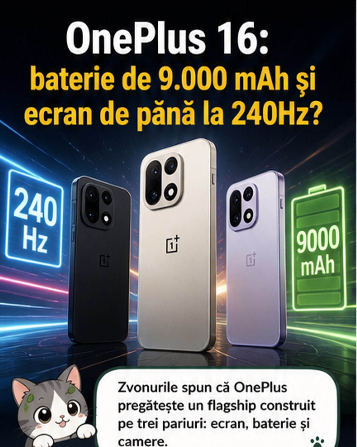 OnePlus 16: baterie uriașă și ecran de gaming?