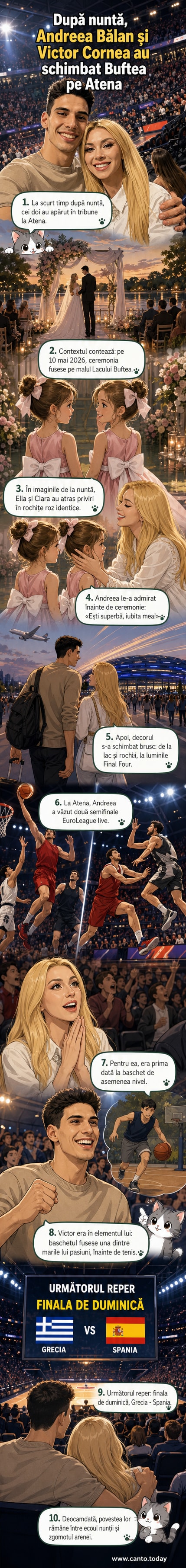 Andreea Bălan și Victor Cornea în Atena, la EuroLeague Final Four, după nuntă