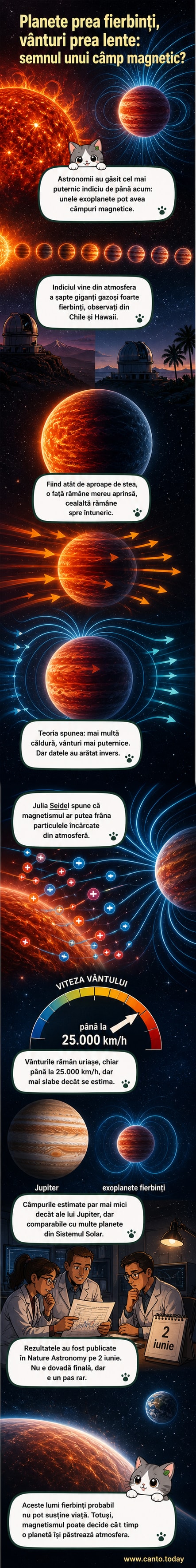 Ilustrare științifică a unei exoplanete cu un câmp magnetic vizibil ca o buclă protectivă, în timp ce vântul stelei sale stea împinge spre exterior.