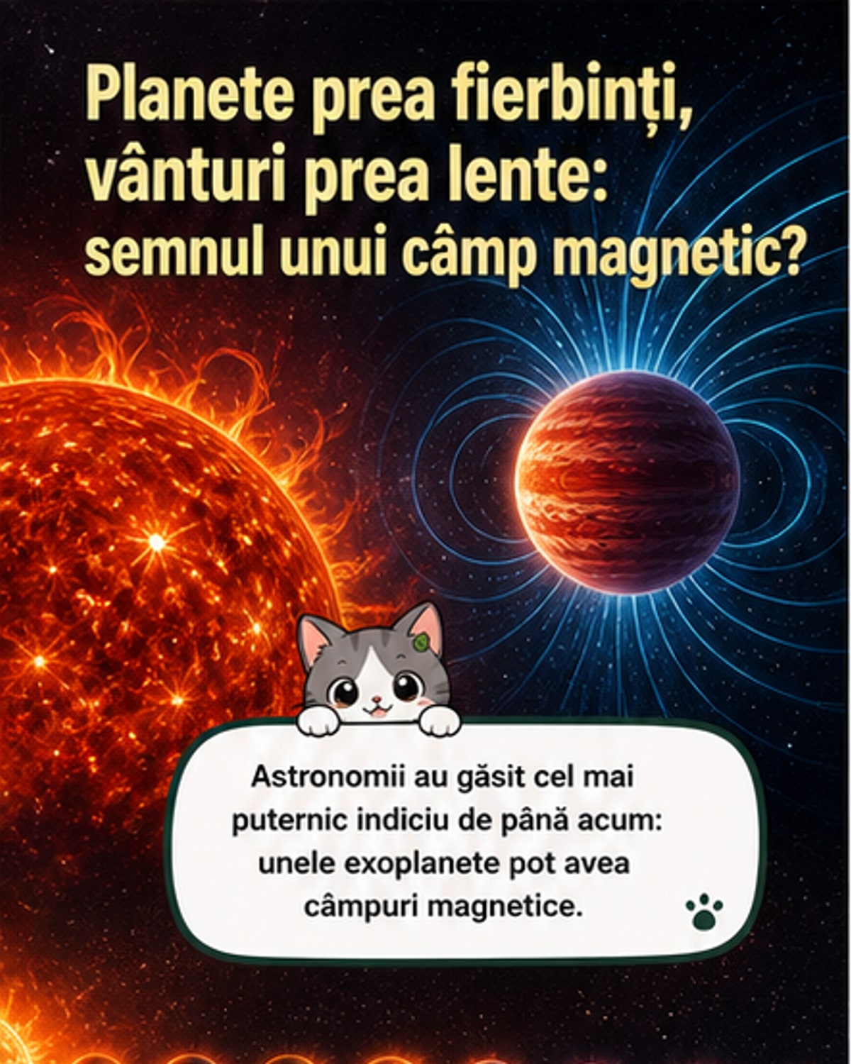 Semne de câmp magnetic pe o exoplanetă