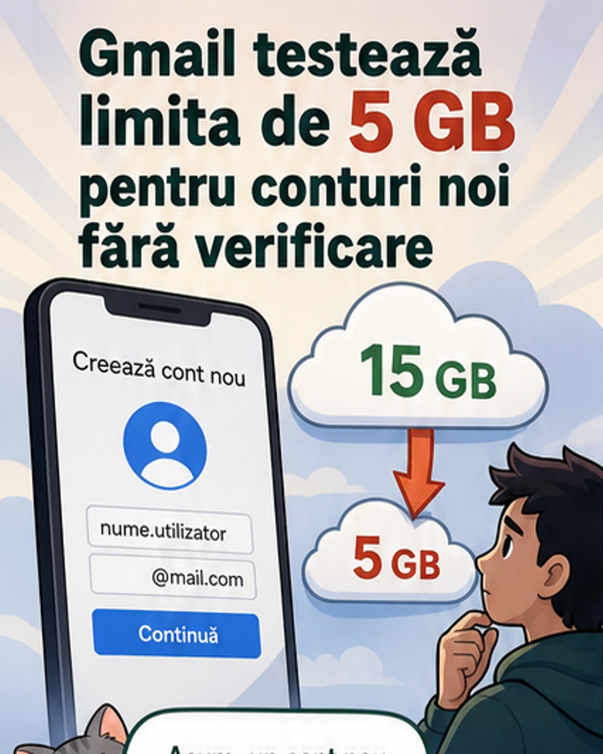 Google testează Gmail cu doar 5 GB