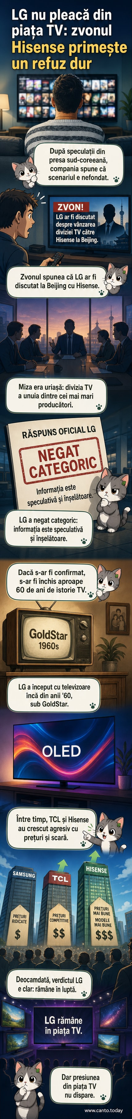 Un televizor LG OLED afișează imaginea unui ecran negru cu logo-ul companiei, într-un living modern.