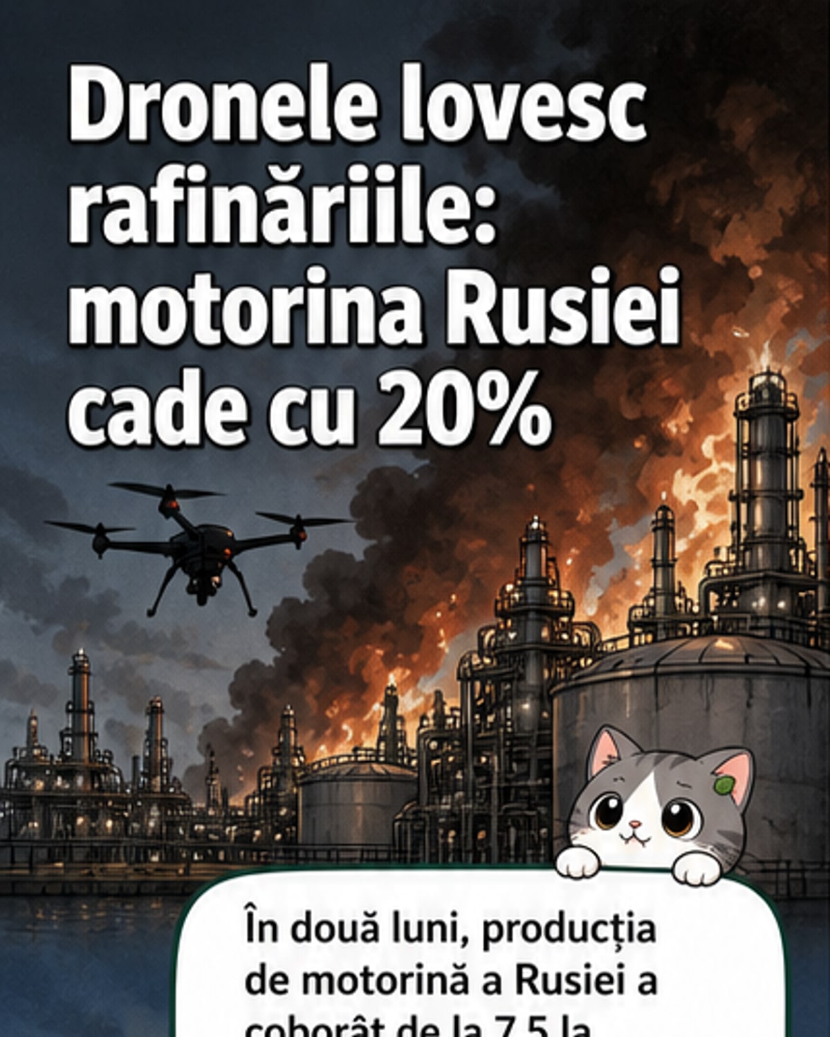 Atacuri cu dronă reduc producția rusă de motorină