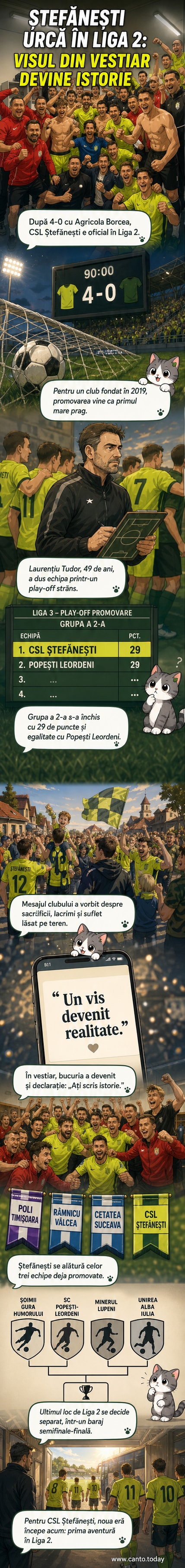 Jucătorii de la CSL Ștefănești celebrând promovarea în Liga 2 după victoria cu 4-0 împotriva Agricola Borcea.