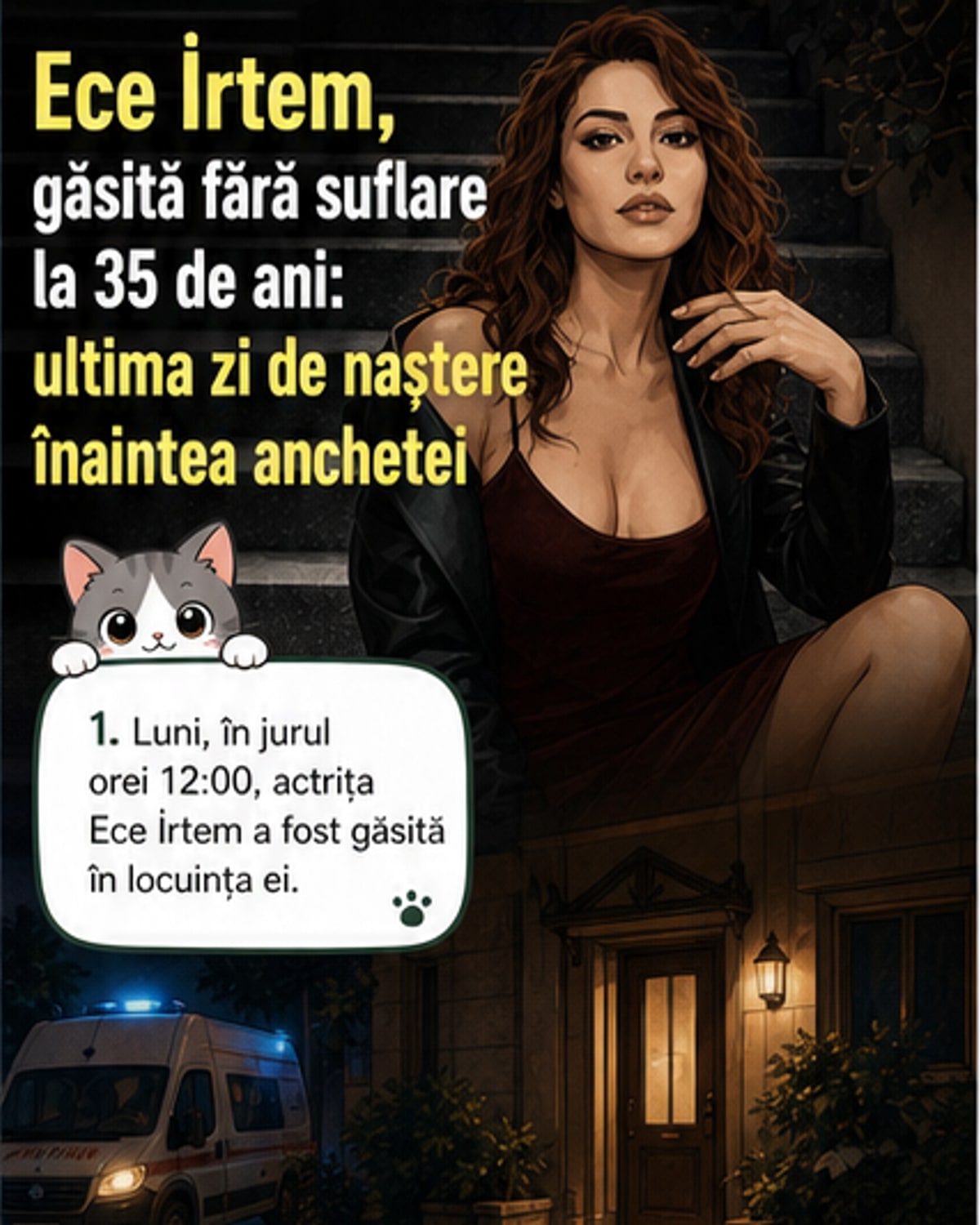Portret artistic al actriței turce Ece İrtem, cunoscută pentru rolurile din serialele turcești difuzate în România.