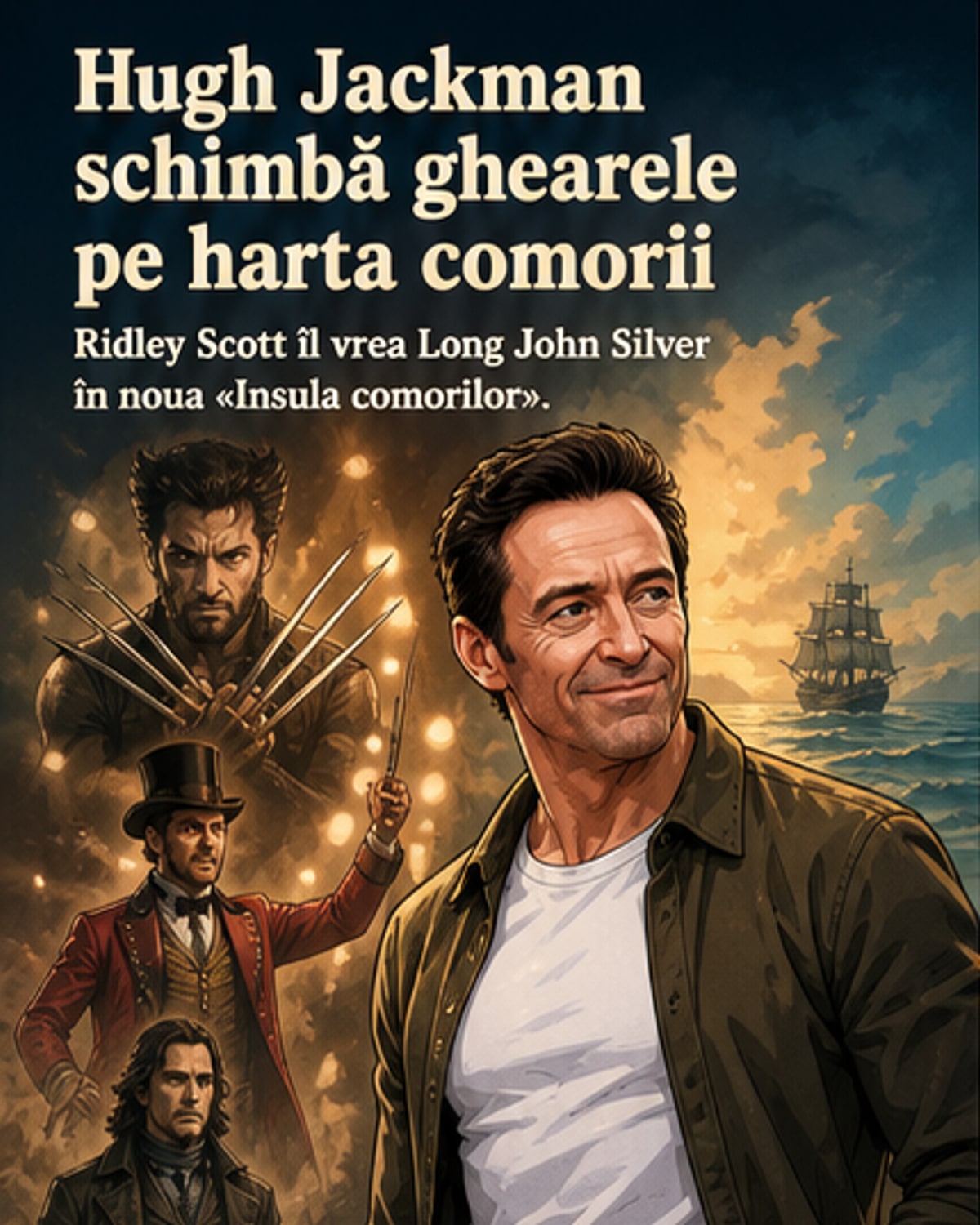 Hugh Jackman devine piratul Long John Silver