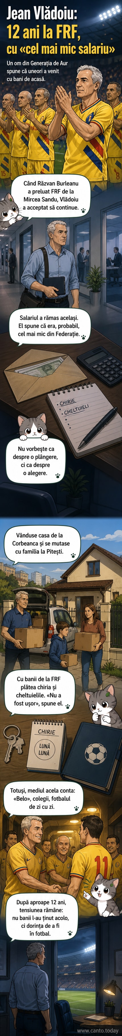 Jean Vlădoiu, fost atacant al echipei naționale, vorbește despre perioada petrecută la FRF cu un salariu minim, susținut de vânzarea proprietăților personale.