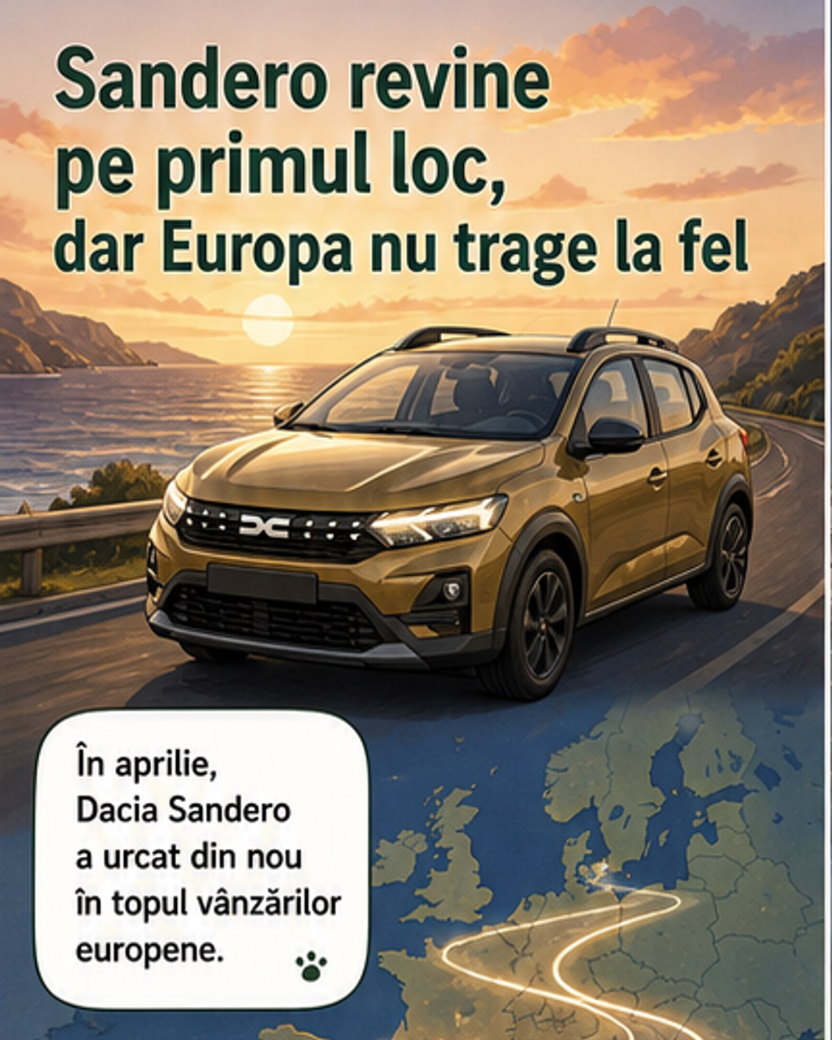 Dacia Sandero, lider în Europa