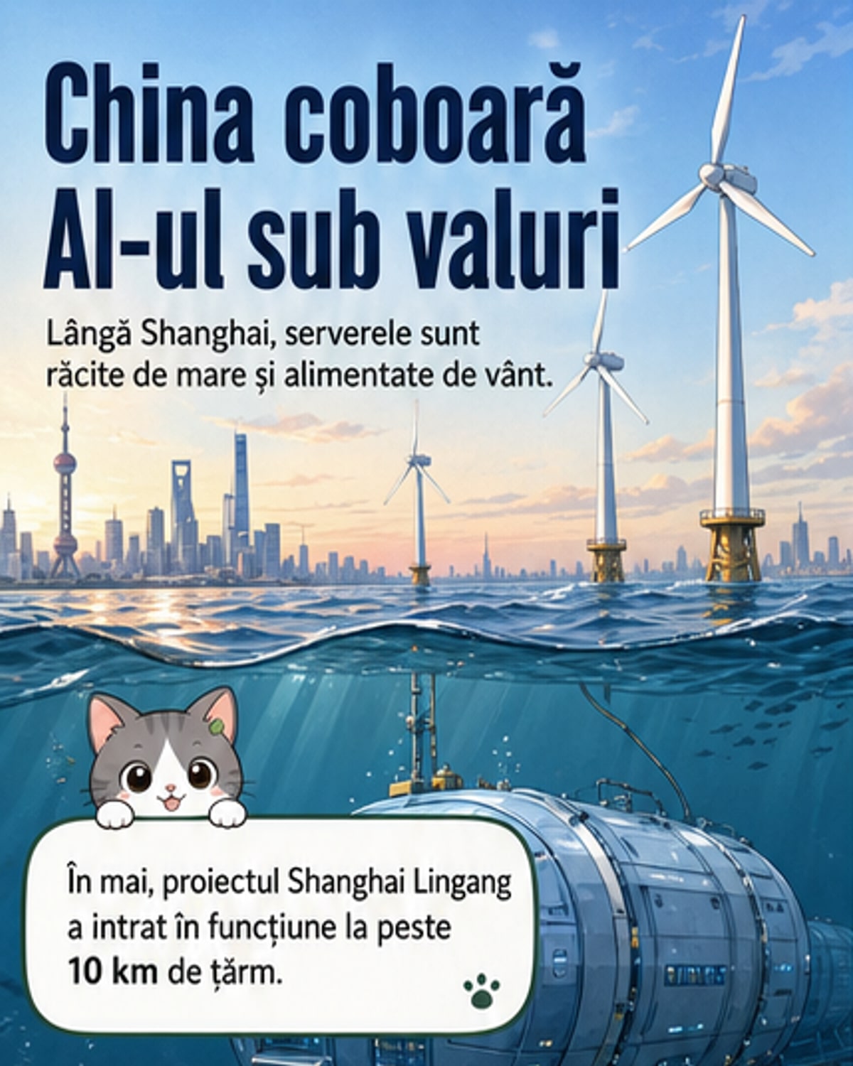 Primul centru de date subacvatic alimentat 100% cu energie eoliană