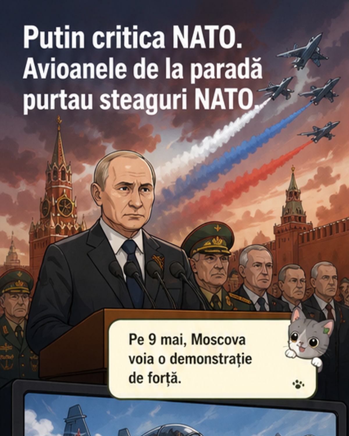 Avioane rusești cu steaguri NATO în parada de la Moscova