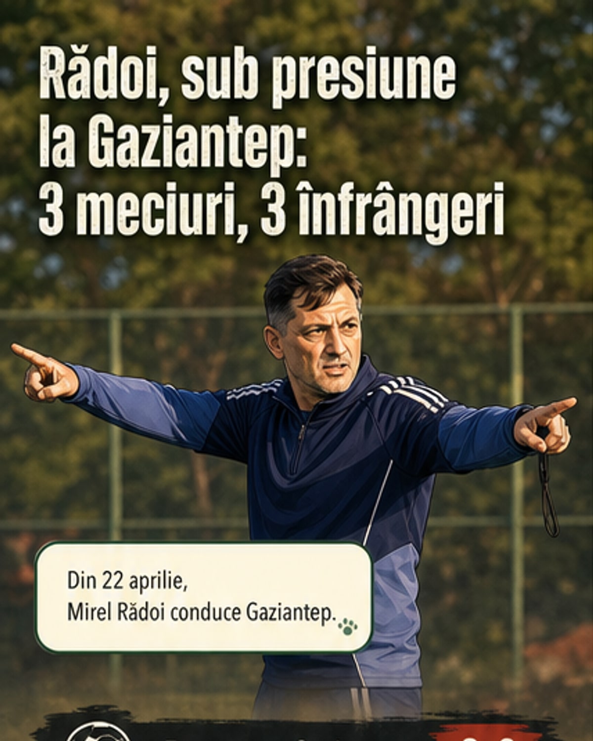 Rădoi tensionat la Gaziantep după 0 puncte