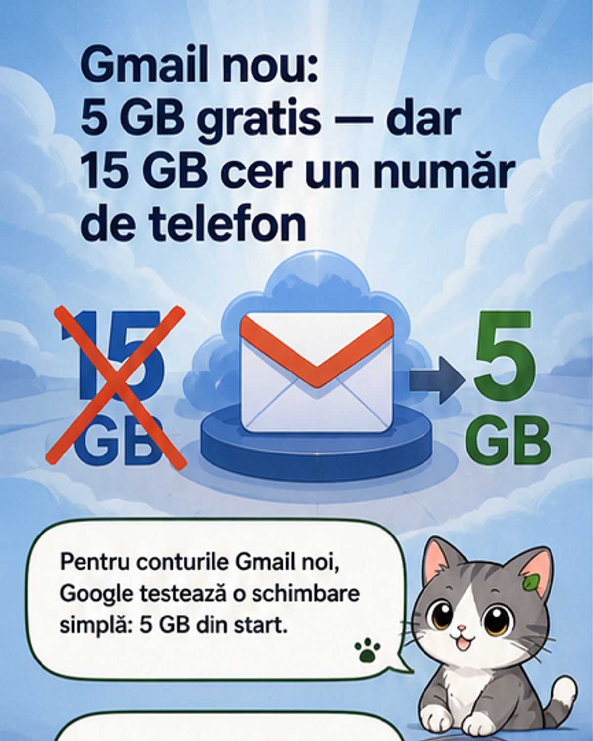 Gmail oferă doar 5GB gratis