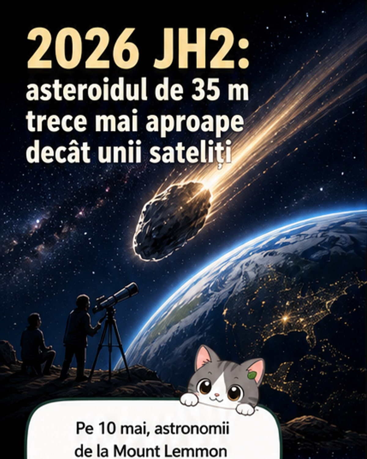 Un asteroid de 35 m va zbura lângă Pământ
