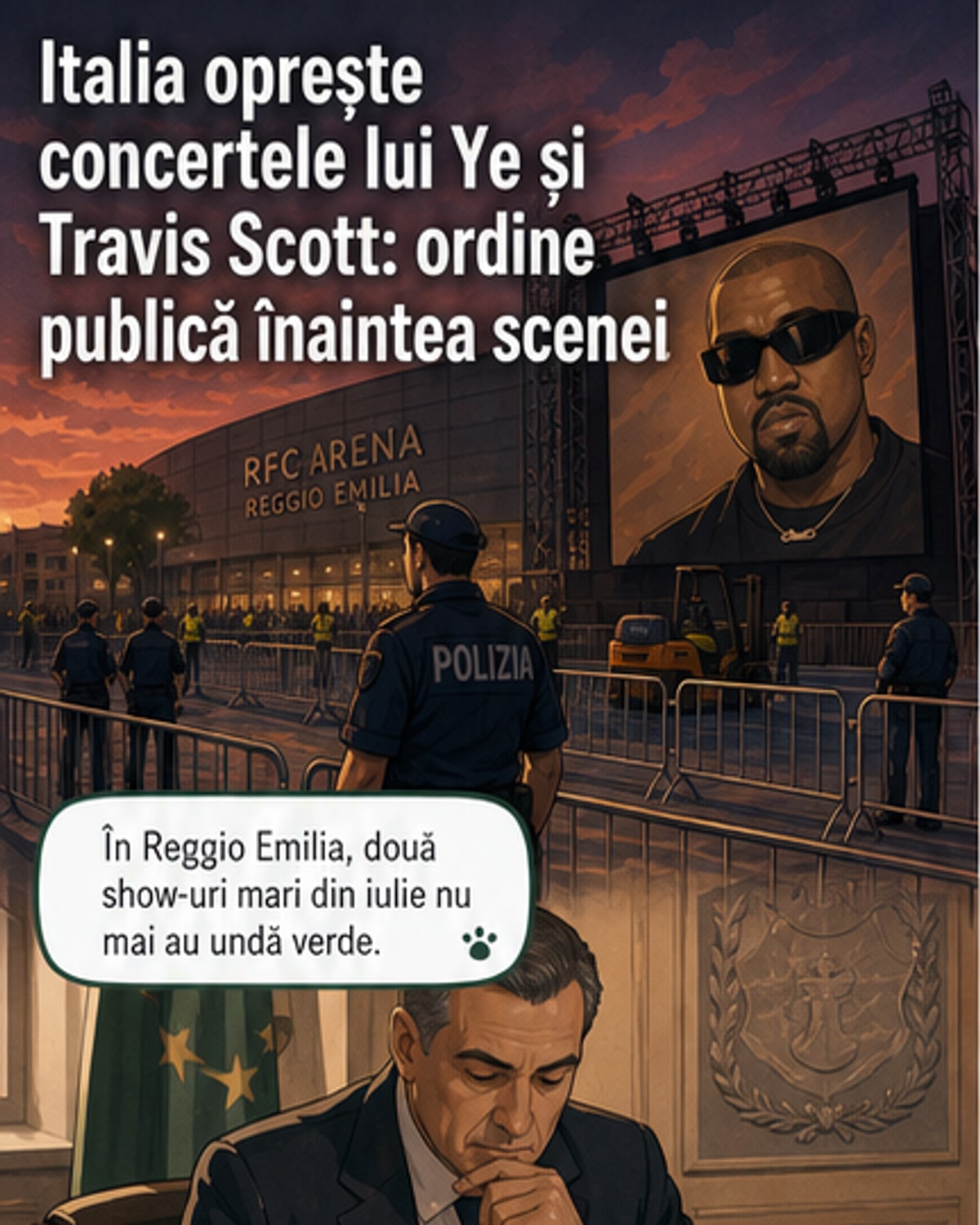 Concertele lui Kanye și Travis Scott, blocate în Italia