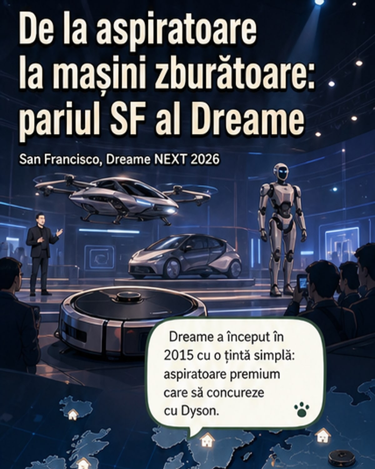 Dreame vrea să zboare cu roboți și mașini electrice