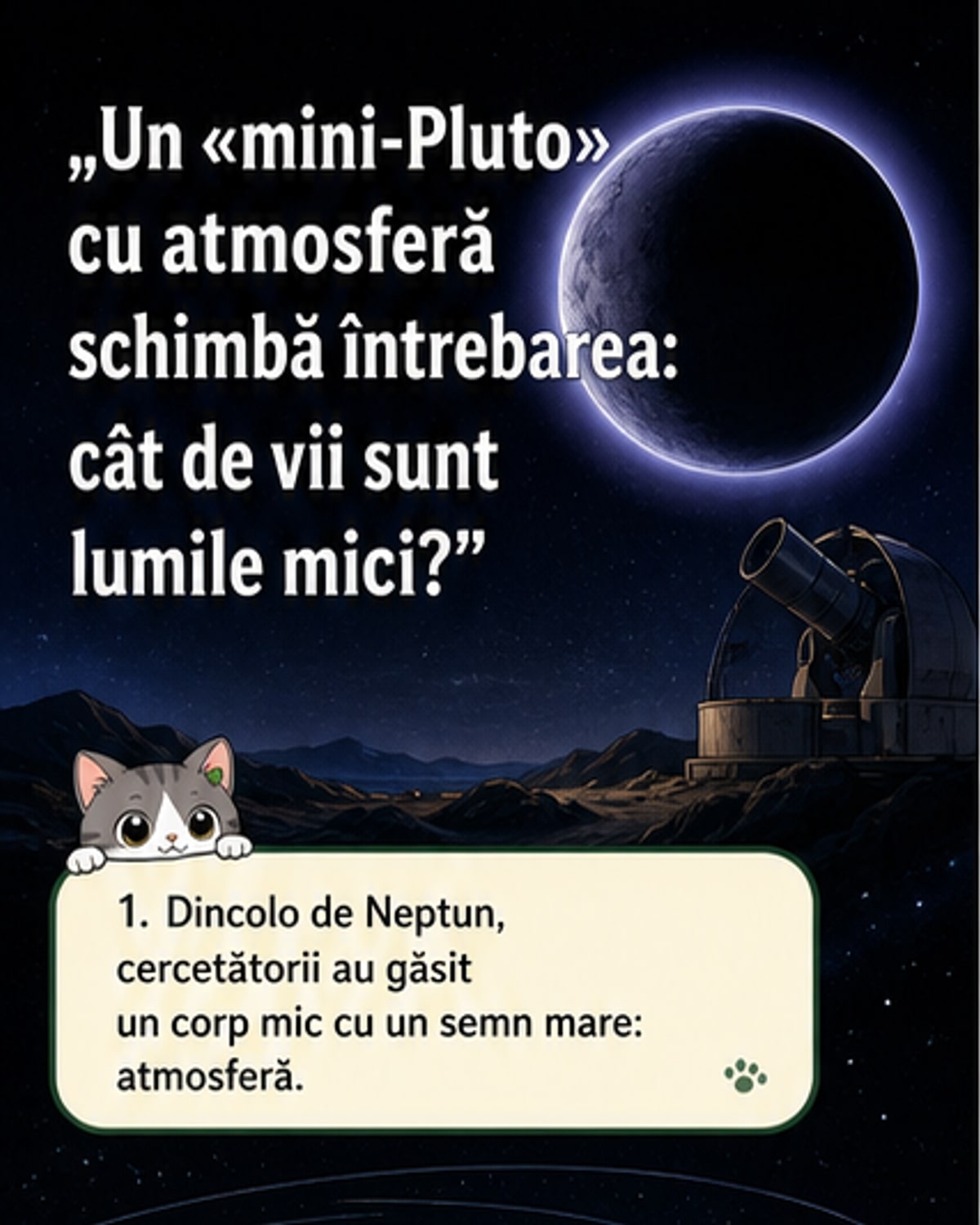 Descoperit un nou „mini-Pluto” cu atmosferă